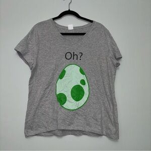 Gray Pokemon Go Shirt with Green Oh? Egg Design XL